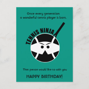 Cheeky green Tennis 🎾 Ninja Happy Birthday Postca Briefkaart