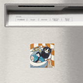 Cheeky kat baden in gootsteen illustratie magneet (Insitu (Vaatwasser))