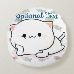 Cheeky Kawaii Style Kitten Rond Kussen