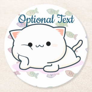 Cheeky Kawaii Style Kitten Ronde Kartonnen Onderzetter