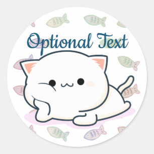 Cheeky Kawaii Style Kitten Ronde Sticker