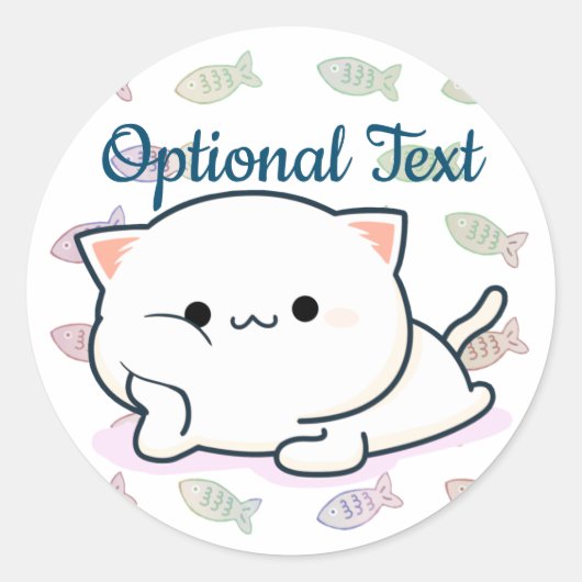 Cheeky Kawaii Style Kitten Ronde Sticker (Voorkant)