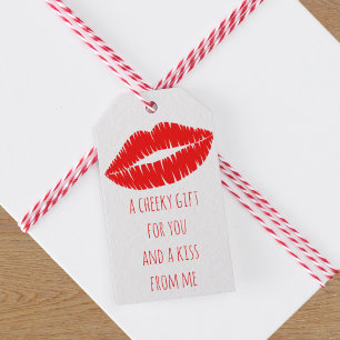 Cheeky Kiss Red Lipstick Lip Print Gift Labels Cadeaulabel