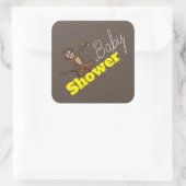 Cheeky Monkey, Baby shower Vierkante Sticker (Tas)