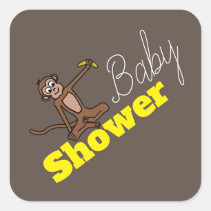 Cheeky Monkey, Baby shower Vierkante Sticker