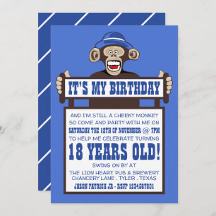 Cheeky Monkey Birthday Party Invitation Kaart