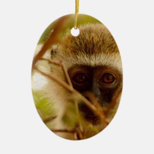 Cheeky Monkey. Keramisch Ornament (Voorkant)