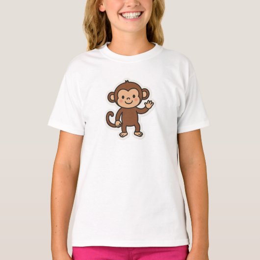 Cheeky Monkey Kids T-Shirt – Fun Jungle Animal Des (Devant)