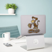 Cheeky Monkey-ontwerp Sticker (Laptop op bureau)
