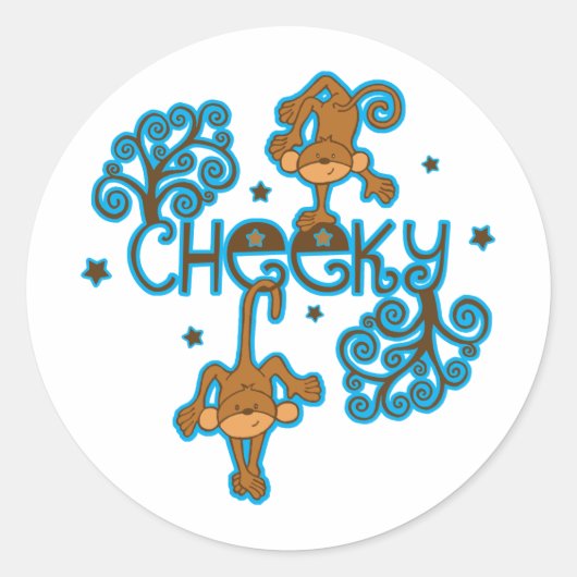 Cheeky Monkey Ronde Sticker (Voorkant)