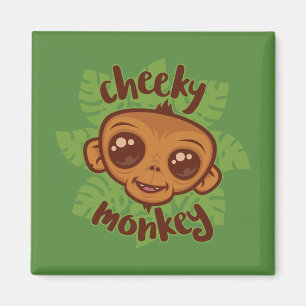 Cheeky Monkey Schattigee Cartoon Primate Tekening Magneet