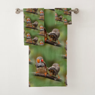 Cheeky Paar of Zebra Finches Songbird Bad Handdoek