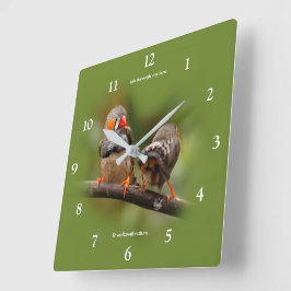 Cheeky Paar of Zebra Finches Songbird Vierkante Klok