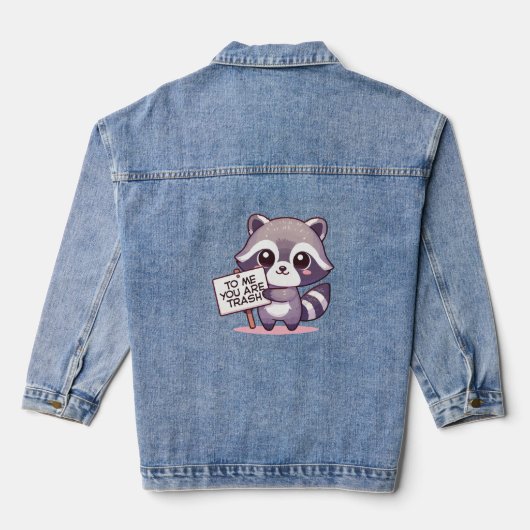 Cheeky Raccoon's Funny Message Denim Jacket (Achterkant)