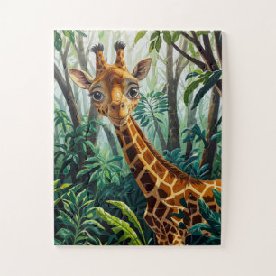 Cheeky Schattigee Cartoon Giraffe Verbergen in Bom Legpuzzel