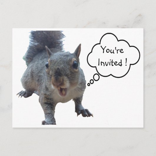 Cheeky Squirrel Je bent uitgenodigd voor Briefkaar Briefkaart (Voorkant)