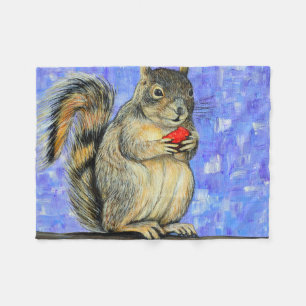 Cheeky Squirrel Painting Fleece Deken