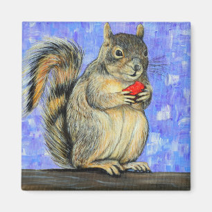 Cheeky Squirrel Painting Magneet
