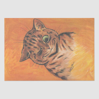 Cheeky Winking Cat Vintage Whimsical Feline Art Tissuepapier