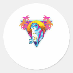 Cheems Dog Funny Shiba Inu Meme 80's Retro Ronde Sticker