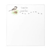 "Cheeps from Custom Name" Chickadee, Bird Tracks Notitieblok (Voorkant)