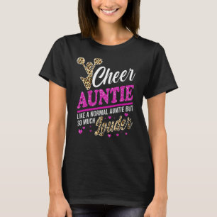 Cheer Auntie Bigst Fan Leopard Print en Pom Pom T-shirt