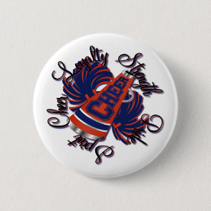 Cheer Blauw en Sinaasappel kwaliteiten Ronde Button 5,7 Cm
