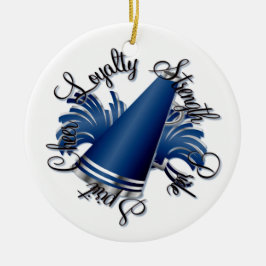 Cheer Blue en Silver, met twee zijden bezaaid Keramisch Ornament
