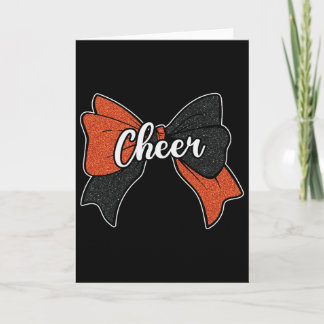Cheer boog oranje zwart grappig sport cheerleader kaart