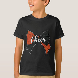 Cheer boog oranje zwart grappig sport cheerleader t-shirt