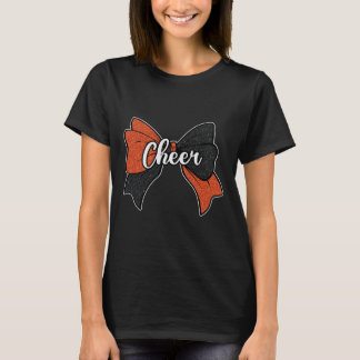 Cheer boog oranje zwart grappig sport cheerleader t-shirt