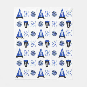 Cheer Camp Blauwe en Zwarte Cheerleader Pompon Fleece Deken