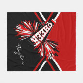 Cheer Cheerleader 📣 - Rood, zwart, wit Fleece Deken (Voorkant (Horizontaal))
