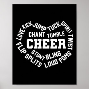 Cheer Cheerleading Hart Woordwolk Tuck Liefde Spli Poster