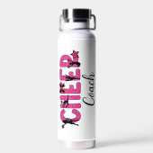 Cheer Coach Cheerleading Pink Glitter Gepersonalis Waterfles (Achterkant)