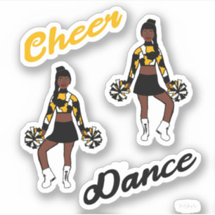 Cheer Dance Pom Stickers (Gele Camo)
