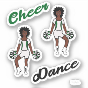 Cheer Dance Pom Stickers (wit groen)