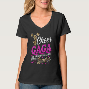 Cheer Gaga grootst fan leopard print en pom Pom T-shirt