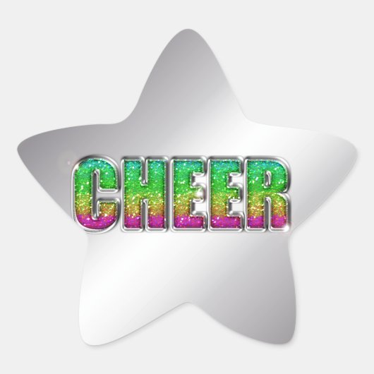 Cheer Glitter Rainbow Ster Sticker (Voorkant)