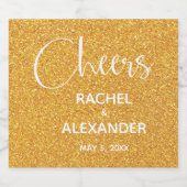 CHEER Gouden Glitter Bruiloft Mousserende Wijn Eti Sparkling Wijnetiket (Enkel label)