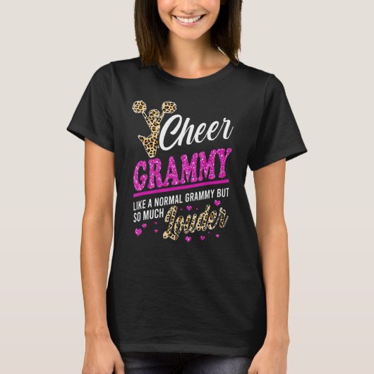 Cheer Grammy grootst fan leopard print en pom Pom T-shirt (Voorkant)