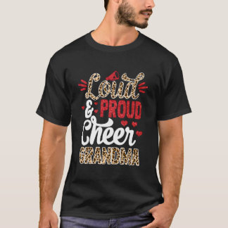 Cheer Grandma grootst fan leopard print en pom po T-shirt