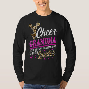 Cheer Grandma grootst fan leopard print en pom po T-shirt