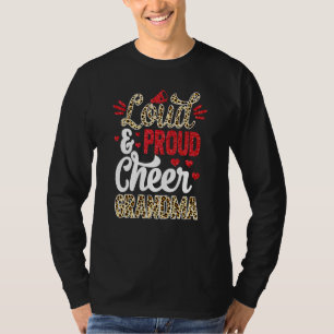 Cheer Grandma grootst fan leopard print en pom po T-shirt