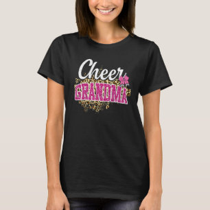 Cheer Grandma grootst fan leopard print en pom po T-shirt