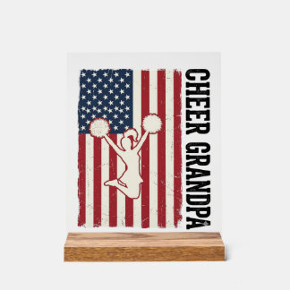 Cheer Grandpa Patriotic Vintage Flag Shirt Design_