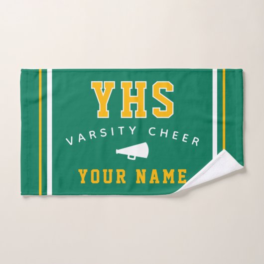 Cheer Icon, Custom Name & School, Cheer Team Gift (Serviette à main)