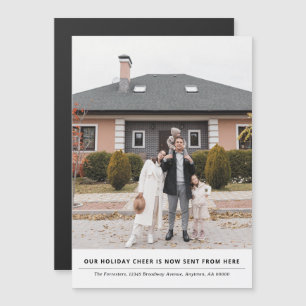 Cheer is nu vanaf hier vakantie verhuisaankondigin magnetische uitnodiging