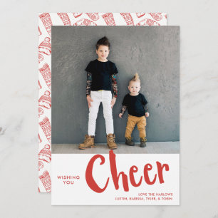 Cheer   Kerstaffoto van Sweater Pattern Rood Feestdagenkaart