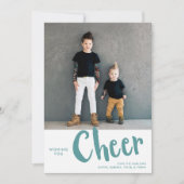 Cheer | Kerstfoto van Sweater Pattern Blauwgroen Feestdagenkaart (Voorkant)